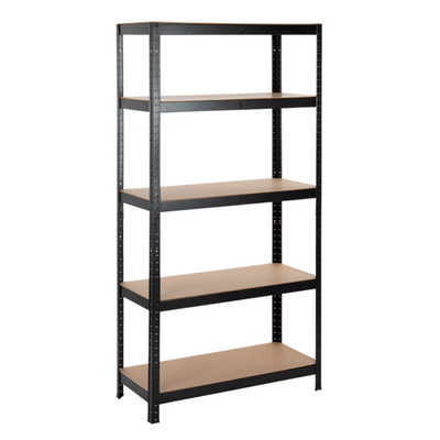 Etagère noire – 250 kg – 180 x 90 x 40 cm – 5 tablettes MDF – montage rapide sans boulons 1