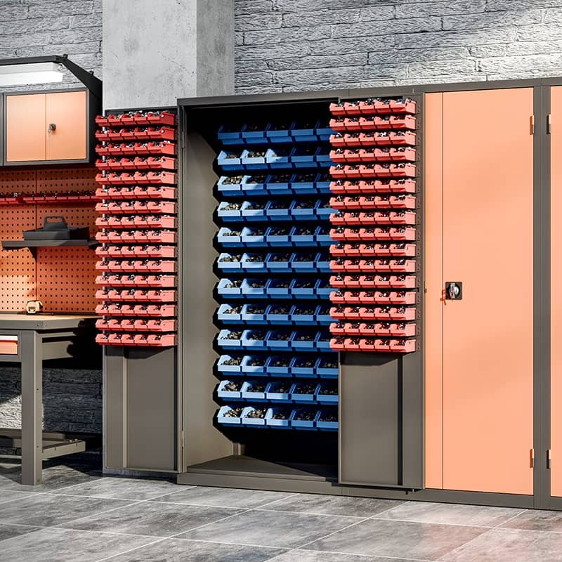 Armoire bacs à becs Akaze – rangement atelier, 16 couleurs RAL, modèles CAAT WM 105, 125, 205, 225 1