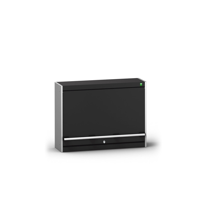 Armoire murale à bacs CUBIO – Hauteur 600 mm, porte relevable, fixation murale, châssis acier, fond à encoches - Image 1