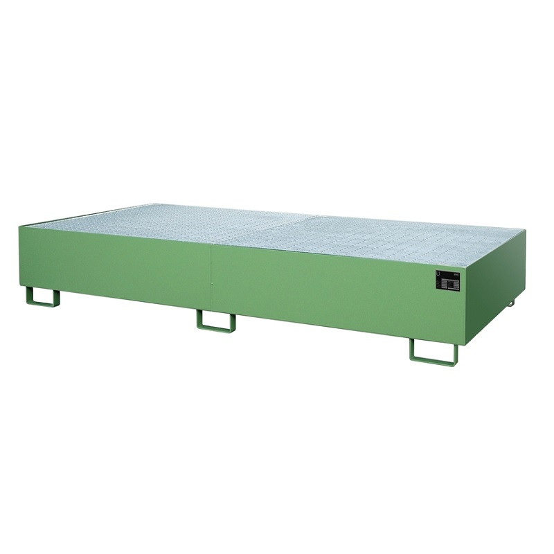 Bac de rétention en acier sous rayonnage – Modèle RW avec ou sans caillebotis – Capacité 240 à 1162 L – Longueur 1800 à 3600 mm 4