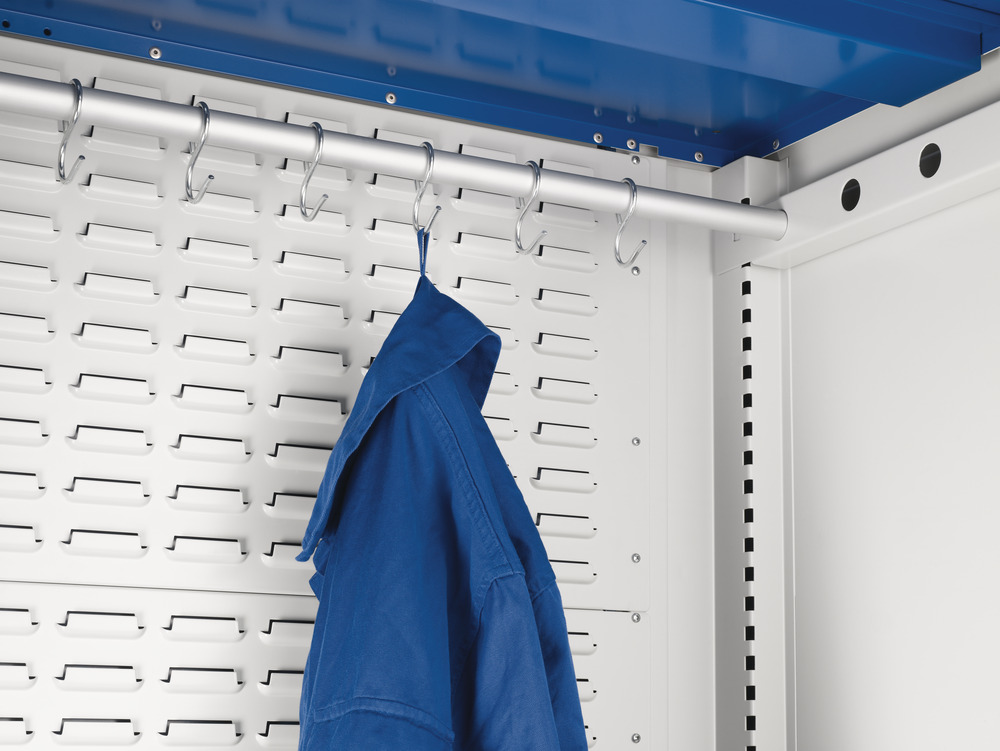 Rail d&rsquo;accrochage K-86 avec 6 crochets – 800x650x50 mm – RAL 7035 – Tôle d&rsquo;acier couvert de poudre 1