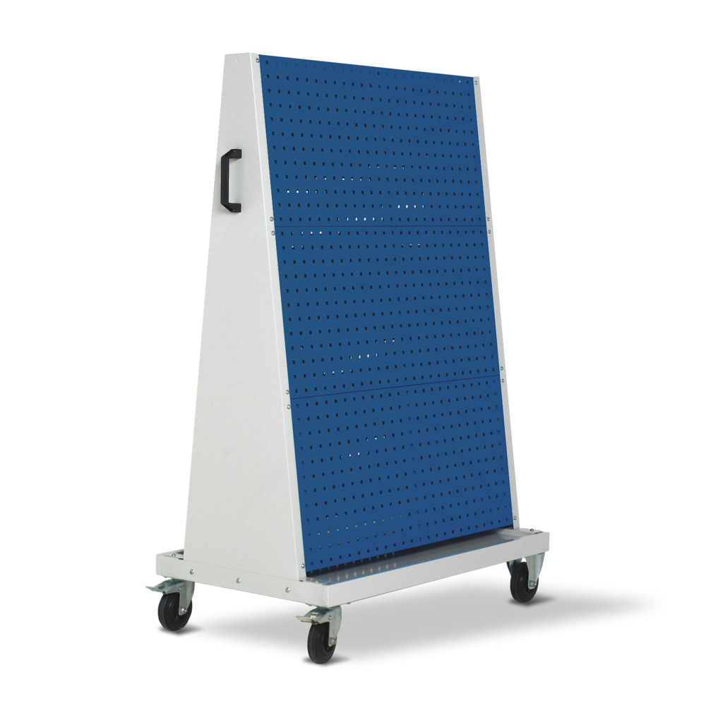 Chariot perfo 14026026.11 – 6 panneaux perforés – 1000x650x1600 mm – acier tôle – RAL 7035 / RAL 5010 1