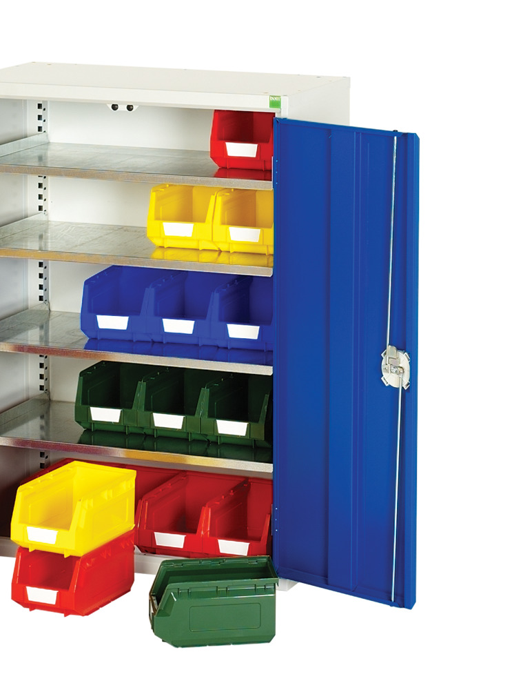 Armoire à bacs verso – 10 tablettes, 44 bacs N°3 – 800x350x2000 mm – RAL 7035/5010 – 16926401.11 3