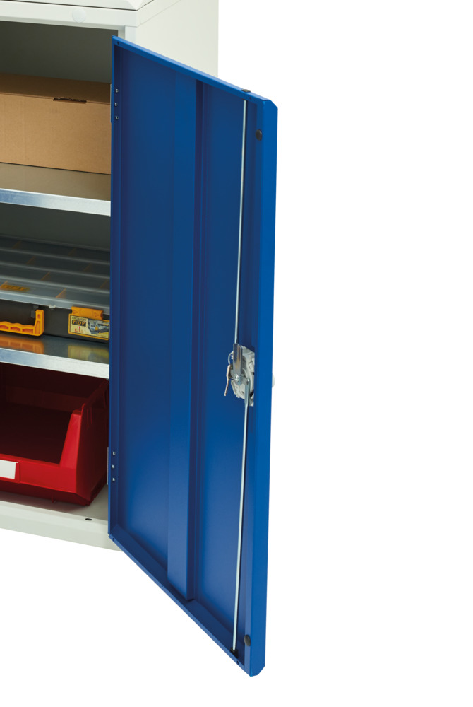 Armoire à bacs verso – 10 tablettes, 44 bacs N°3 – 800x350x2000 mm – RAL 7035/5010 – 16926401.11 1