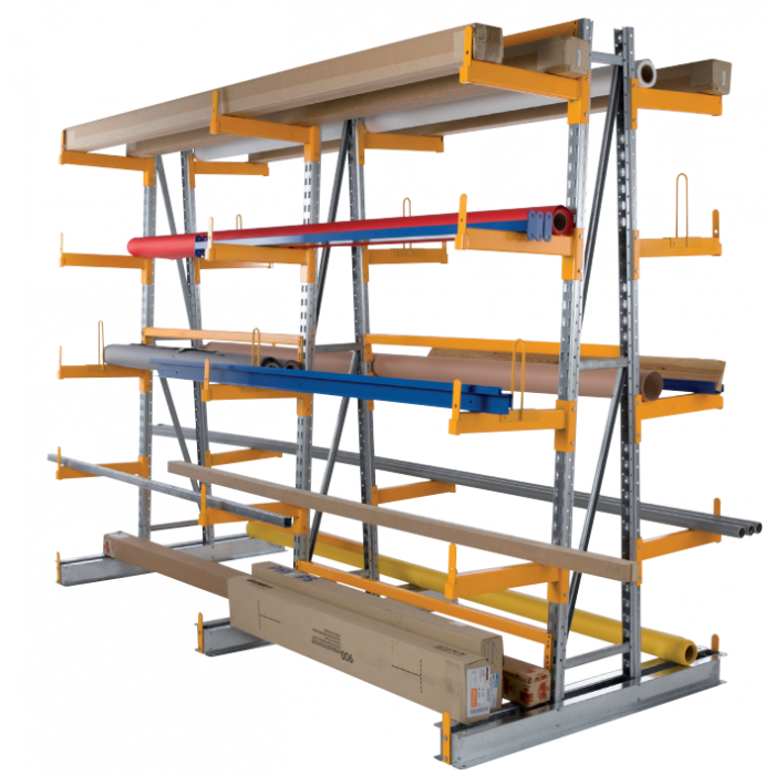 Cantilever léger double face – Rayonnage pour tubes profilés, barres, plateaux – Hauteur 2100 mm 2