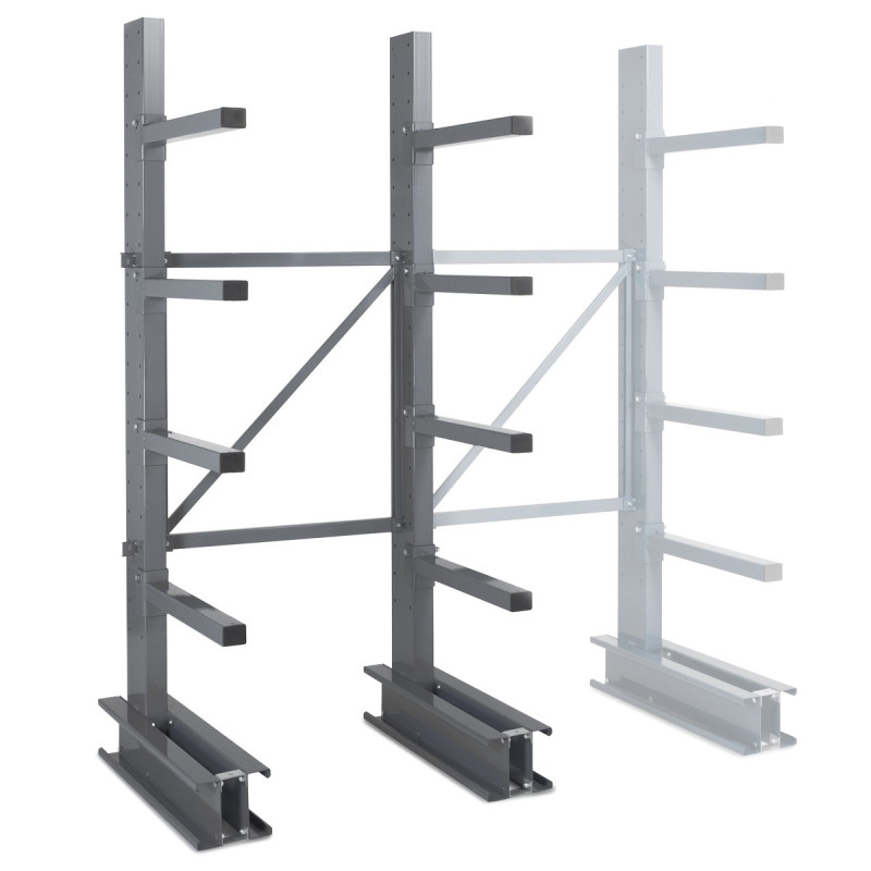 Cantilever mi-lourd simple face – Rayonnage pour stockage de charges longues – 4 niveaux, 500 kg/bras, 2500 mm 2