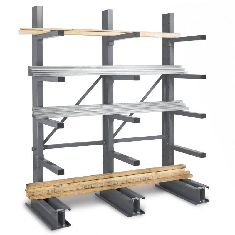 Cantilever mi-lourd simple face – Rayonnage pour stockage de charges longues – 4 niveaux, 500 kg/bras, 2500 mm 1