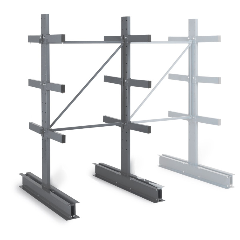 Cantilever simple face charge légère – Rayonnage pour charges longues, hauteur 2000 mm, 3 niveaux 2