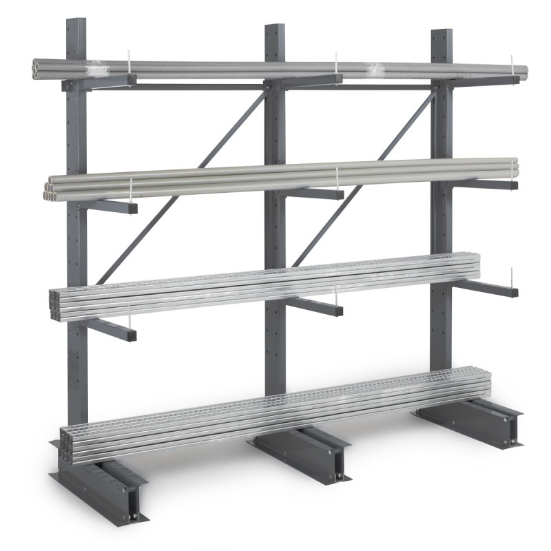Cantilever simple face charge légère – Rayonnage pour charges longues, hauteur 2000 mm, 3 niveaux 1