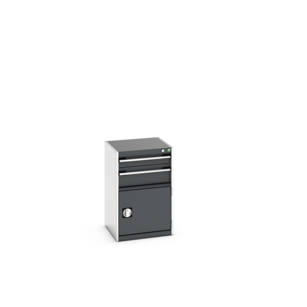 Armoire à Tiroirs/Porte Cubio SL-558-3.1 – 2 tiroirs, porte perfo – 525x525x800 mm – acier 1