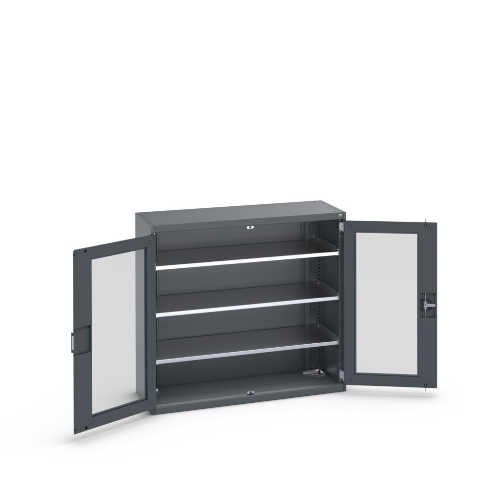 Armoire Cubio SMFS-13512-1 avec portes transparentes et 3 tablettes – 1300x525x1200 mm – RAL 7016 2