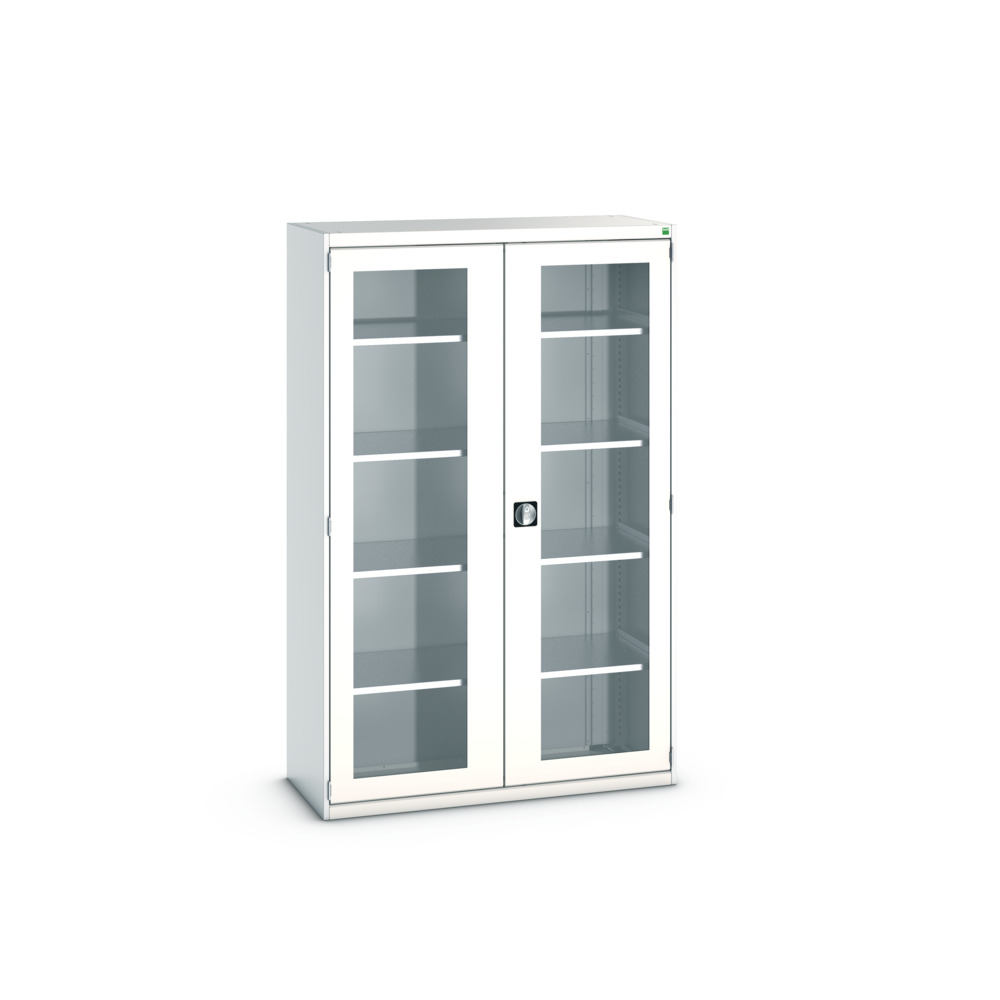 Cubio armoire SMFS-13520-1 avec portes transparentes et 4 tablettes – 1300x525x2000 mm – RAL 7035 2