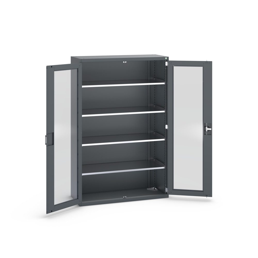 Armoire Cubio SMFS-13520-1 avec portes transparentes et 4 tablettes – 1300x525x2000 mm – RAL 7016 2