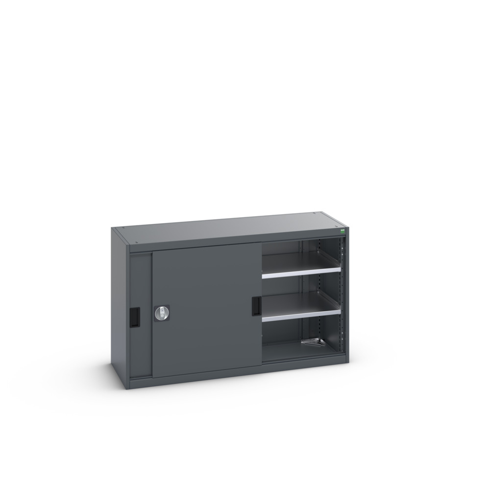 Armoire Cubio SMS-1358-1.1 avec portes coulissantes – 2 tablettes – 1300x525x800 mm – RAL 7016 2