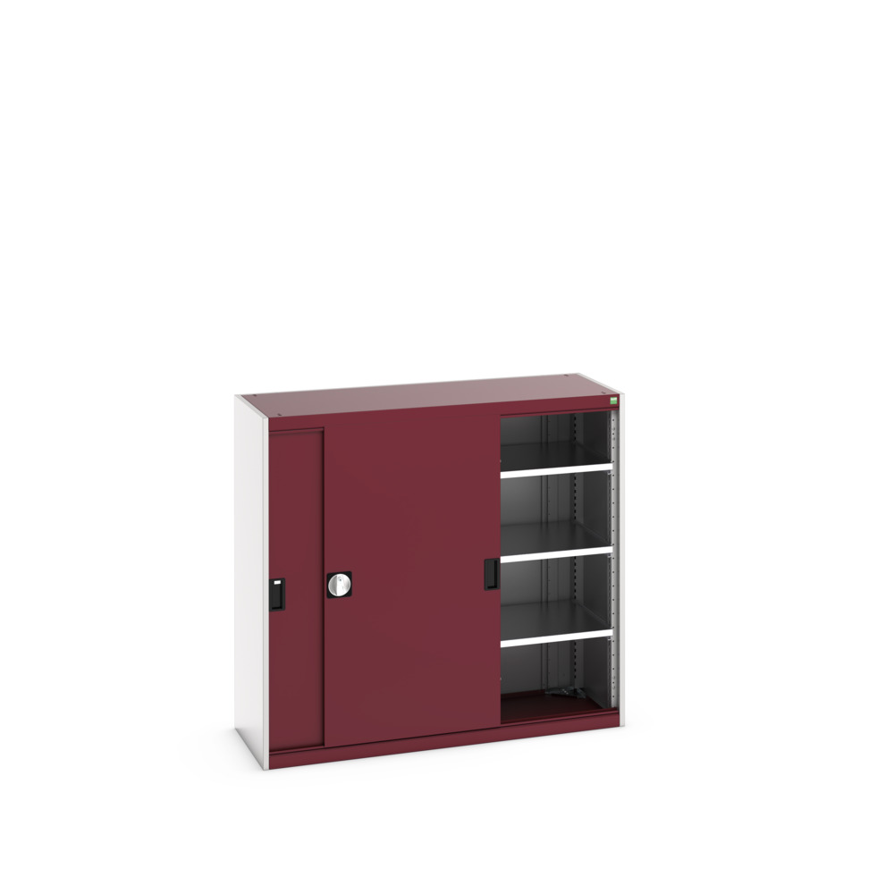 Armoire Cubio SMS-13512-1.1 avec portes coulissantes – 3 tablettes – 1300x525x1200 mm – RAL 7035/3004 2
