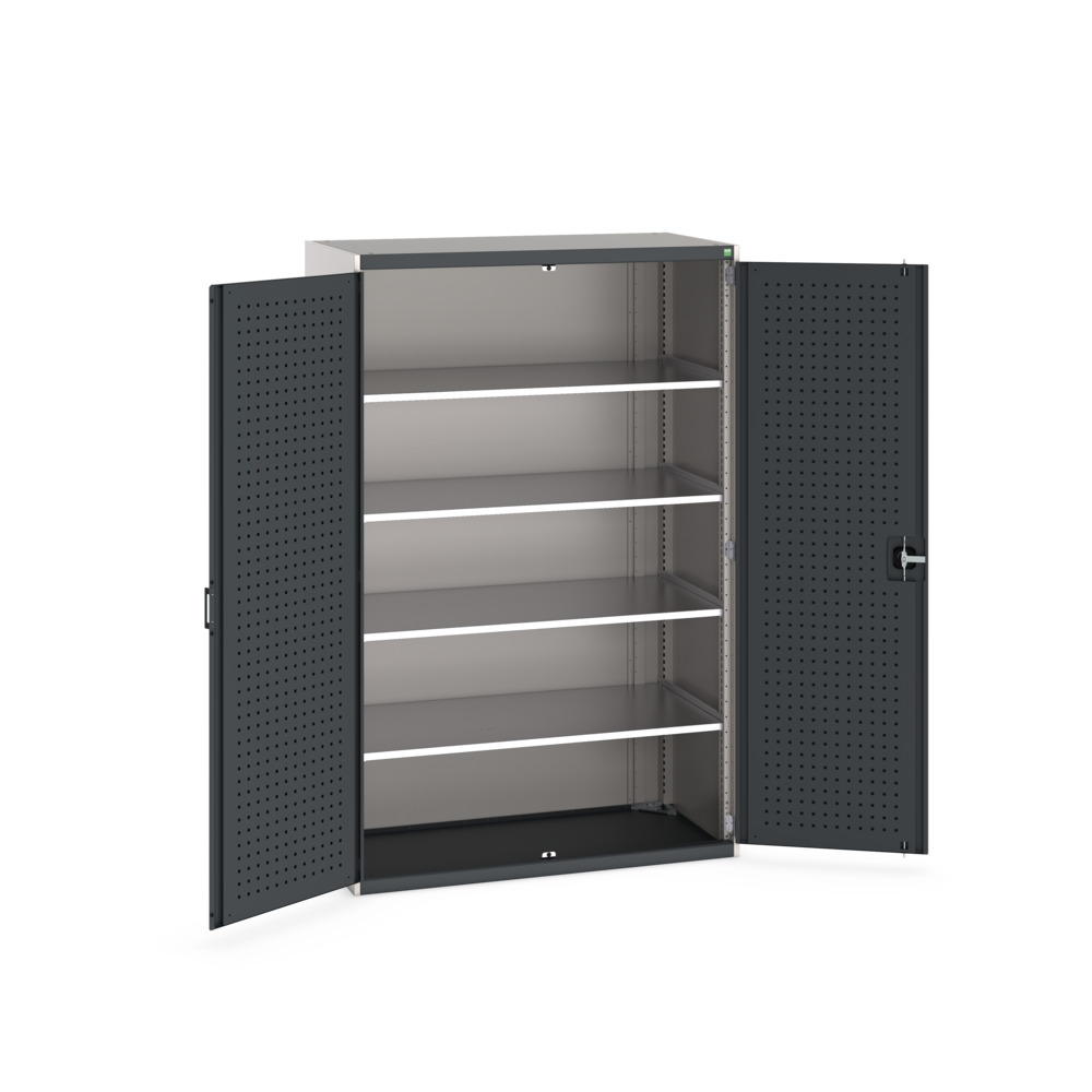 Armoire Cubio SMF-13620-1.2 avec portes perforées et 4 tablettes – 1300x650x2000 mm 1