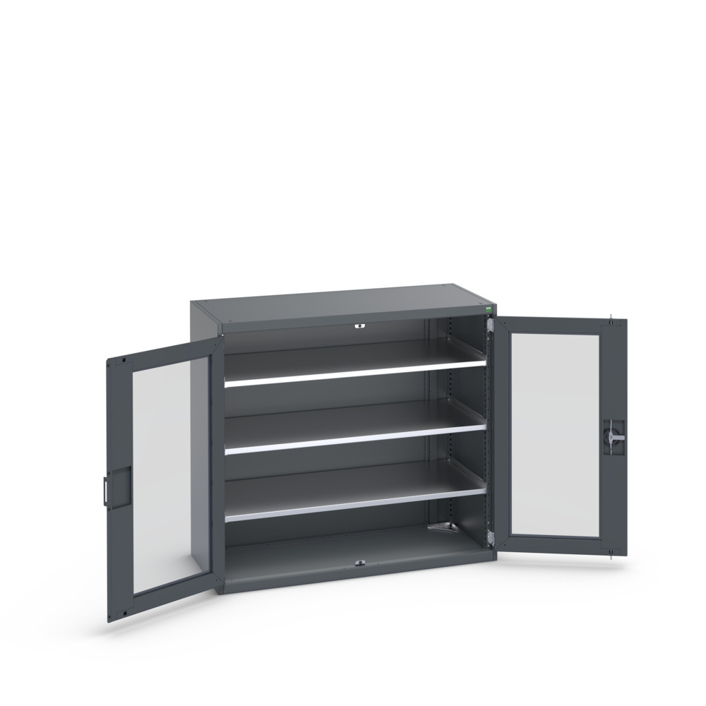 Armoire Cubio SMFS-13612-1 avec portes transparentes et 3 tablettes – 1300x650x1200 mm – RAL 7016 2