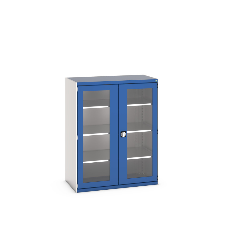 Armoire Cubio SMFS-13616-1 avec portes transparentes et 3 tablettes – 1300x650x1600 mm – RAL 7035/5010 2