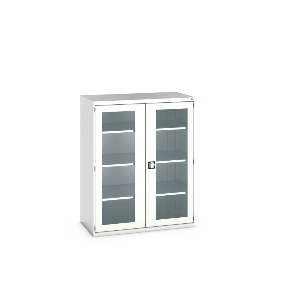 Armoire Cubio SMFS-13616-1 avec portes transparentes et 3 tablettes – 1300x650x1600 mm – RAL 7035 2