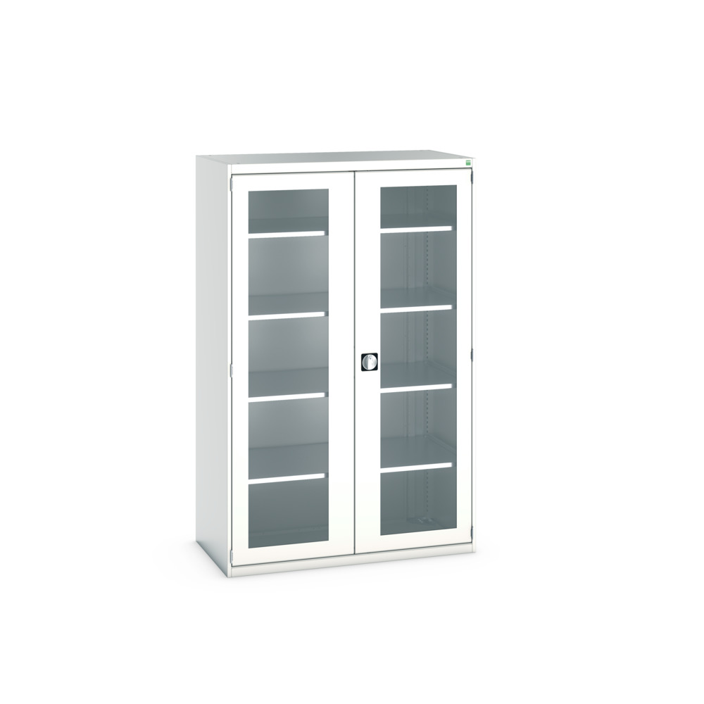 Cubio armoire SMFS-13620-1 avec portes transparentes et 4 tablettes – 1300x650x2000 mm – RAL 7035 2