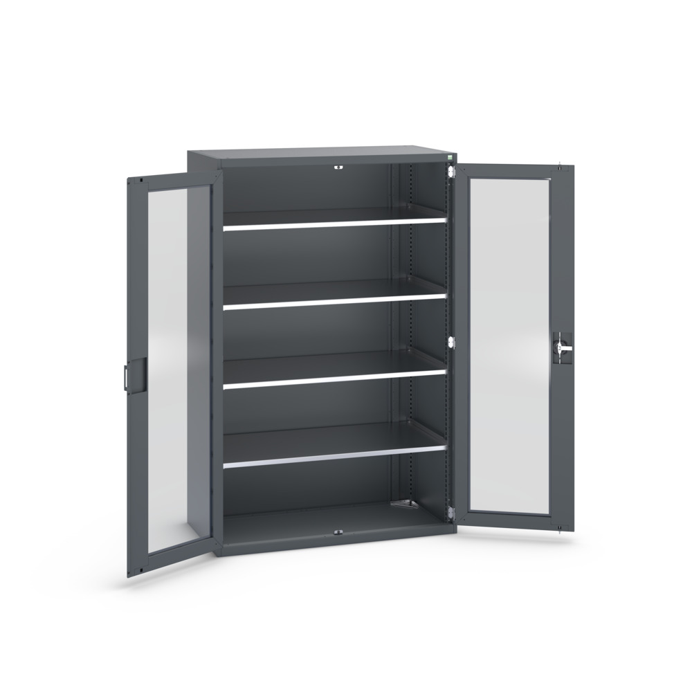 Armoire Cubio SMFS-13620-1 avec portes transparentes et 4 tablettes – 1300x650x2000 mm – RAL 7016 2