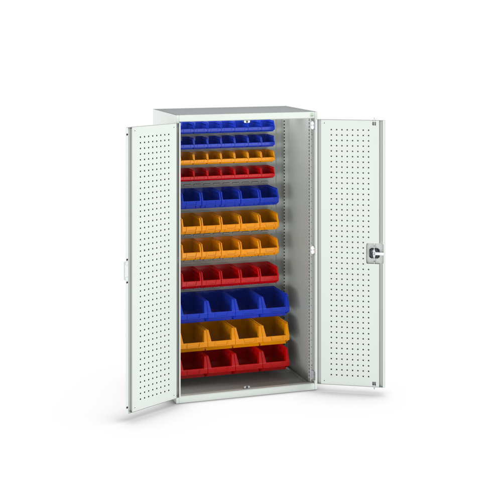 Armoire Cubio SMF-10620-1.18 avec portes perfo et 60 bacs – 1050x650x2000 mm – RAL 7035 - Image 2