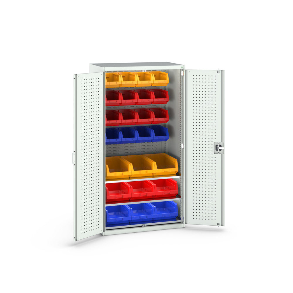 Armoire Cubio SMF-10620-1.19 – Portes Perfo, Fond Bacs, 3 Tab, 25 Bacs – LxPxH: 1050x650x2000 mm - Image 2