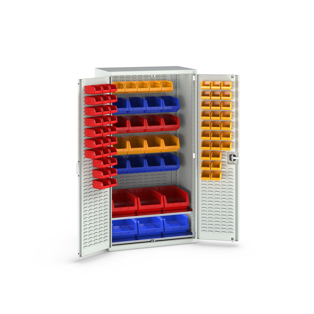 Armoire Cubio SMF-10620-2.6 à bacs – 81 bacs, 3 tablettes – 1050x650x2000 mm – RAL 7035 2