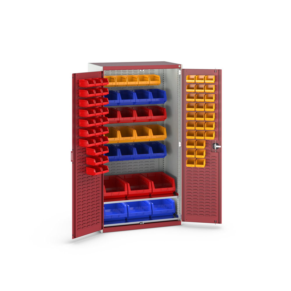 Armoire Cubio SMF-10620-2.6 – Armoire à bacs avec 81 bacs – 1050x650x2000 mm – RAL 7035 / RAL 3004 - Image 2