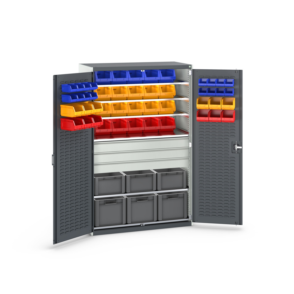 Armoire Cubio SMF-13620-3 – Porte à Bacs, 6 Tablettes, 48 Bacs, 6 Eurobox – 1300x650x2000 mm - Image 2