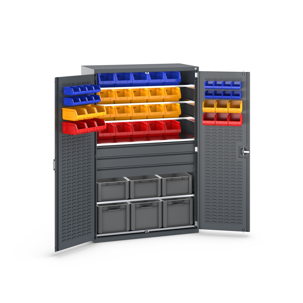 Armoire Cubio SMF-13620-3 – Porte à Bacs, 6 Tablettes, 48 Bacs, 6 Eurobox – 1300x650x2000 mm - Image 2