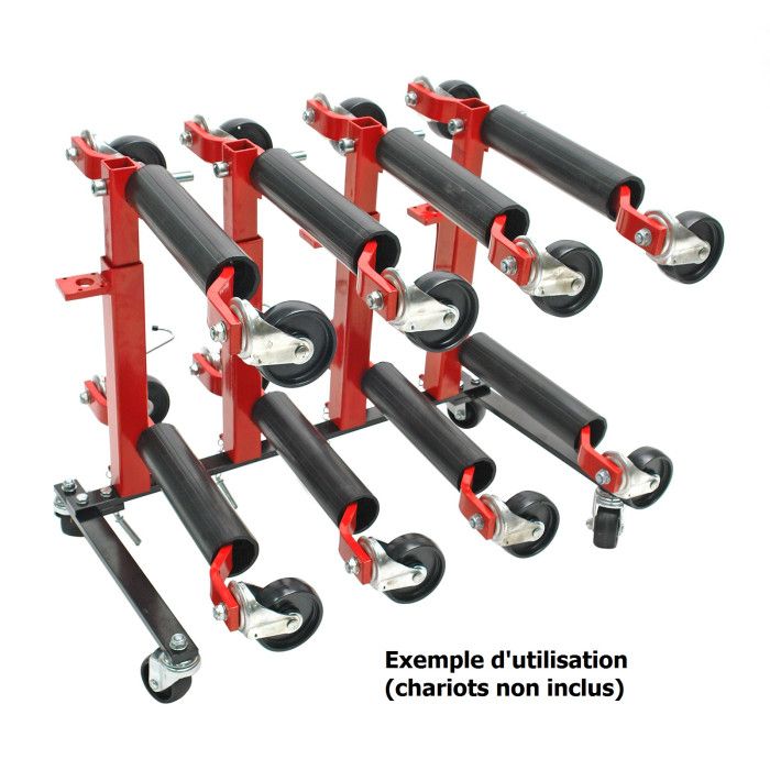 Rack de rangement pour 4 chariots de déplacement de véhicules 4
