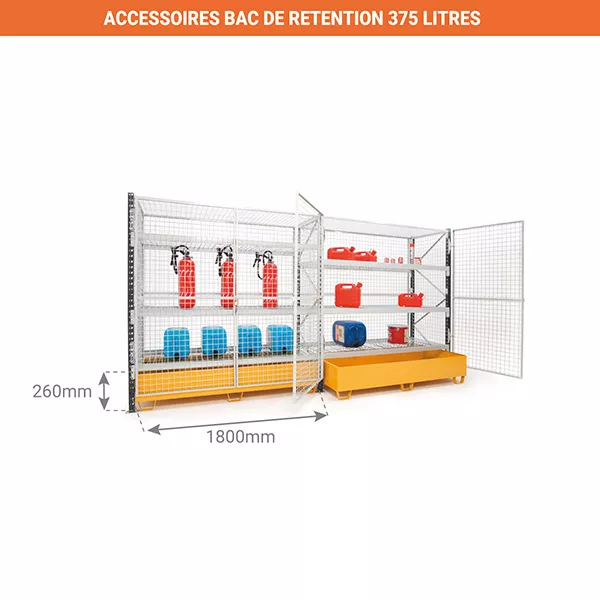 Rayonnage grillagé sécurisé 3 niveaux – Hauteur 2500 mm – Longueur 1800 mm – Profondeur 800 mm – Charge max 356 kg/niveau 2