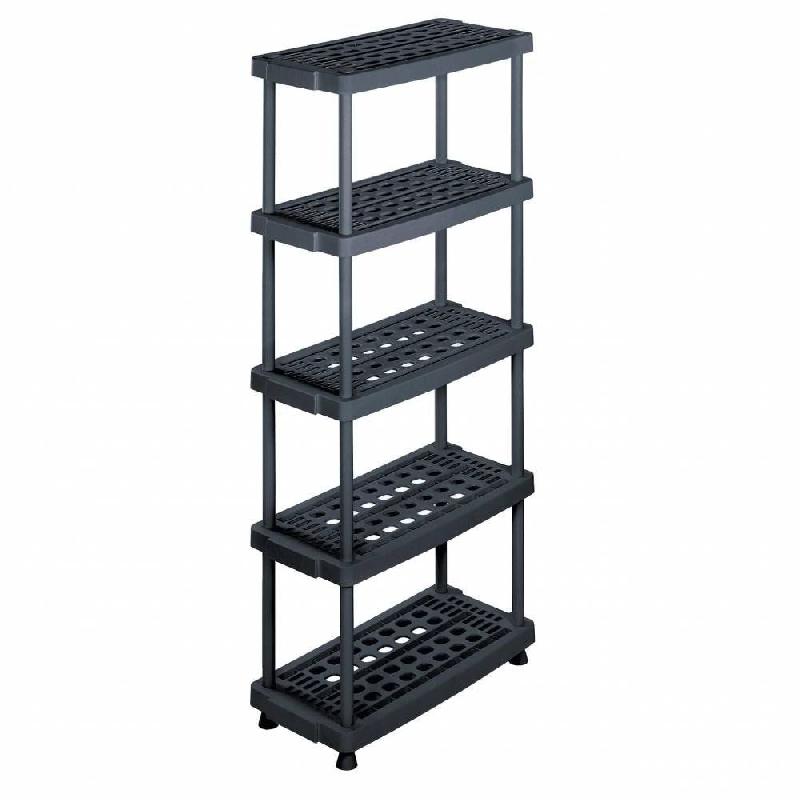 Étagère 5 tablettes plastique – 79x39x176cm – Noir – 200 kg de charge totale - Image 1