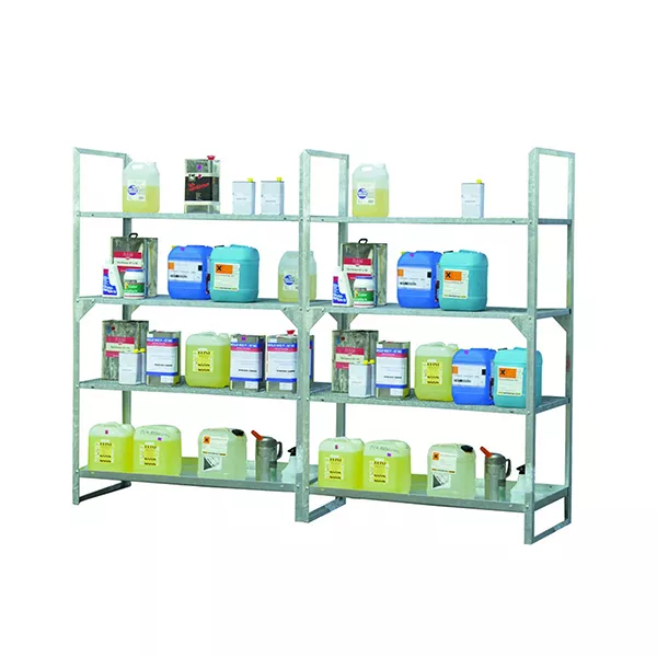 Rayonnage de rétention 4 niveaux – Acier galvanisé – Charge max 200kg par niveau – Rétention 20 L 3