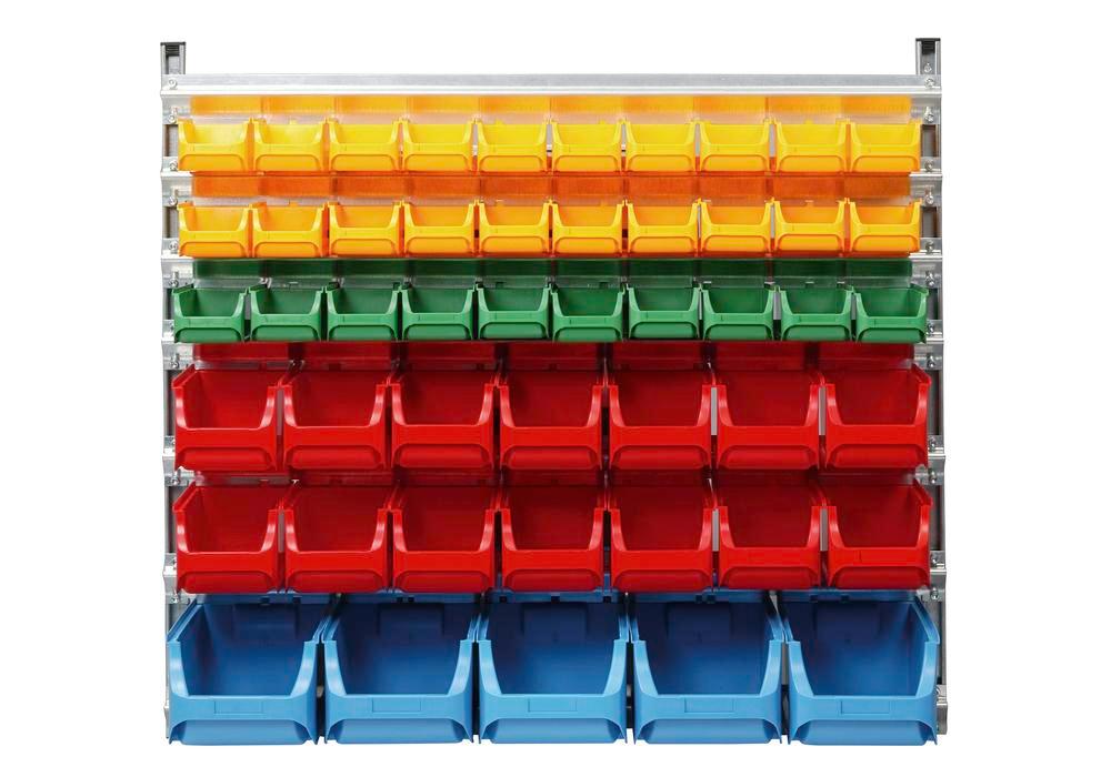 Etagère murale un côté avec 49 bacs à bec pro-line A – Rayonnage en acier galvanisé pour vestiaire et armoire à matériel 1