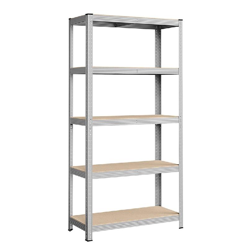 Helloshop26 – Étagère de rangement charge lourde en acier résistant clipsable 5 niveaux tablette en MDF 180 x 90 x 40 cm  capacité 12_0003745 – Bo 1