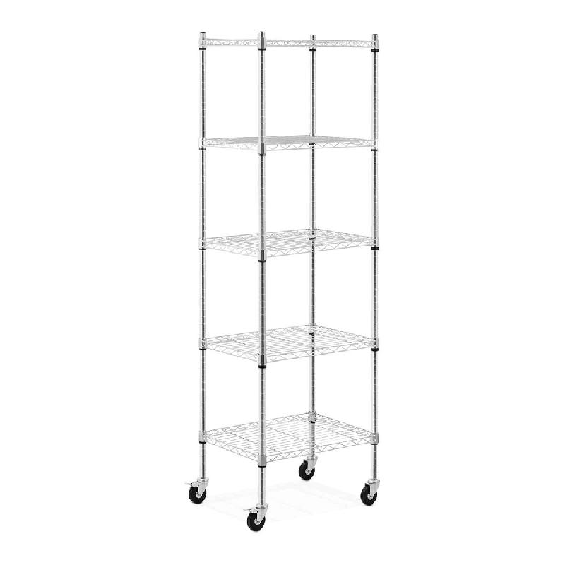 Helloshop26 – Étagère métallique 60 x 45 x 190 cm 50 kg 4 roulettes étagère autoportante étagère de rangement en métal  14_0005194 – métal 30 1