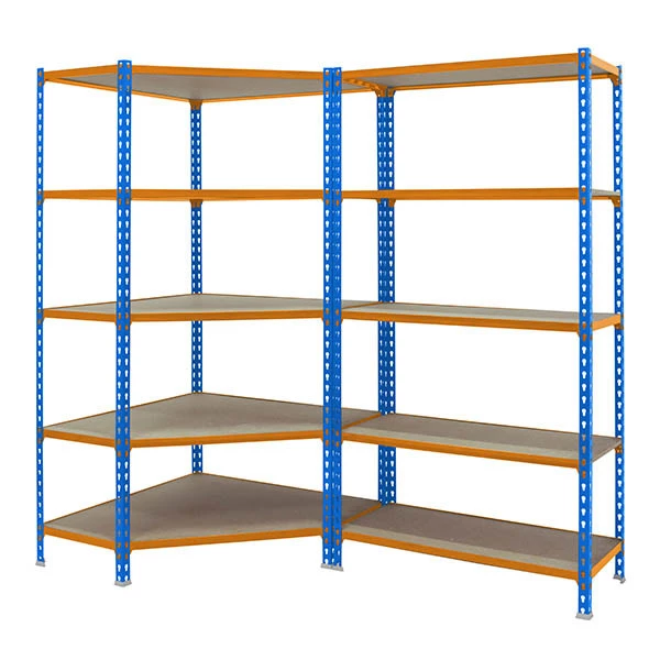 Pack 2 rayonnages d&rsquo;angle – 1 étagère d&rsquo;angle et 1 standard – Hauteur 1800 mm – Profondeur 300, 400 ou 500 mm 3
