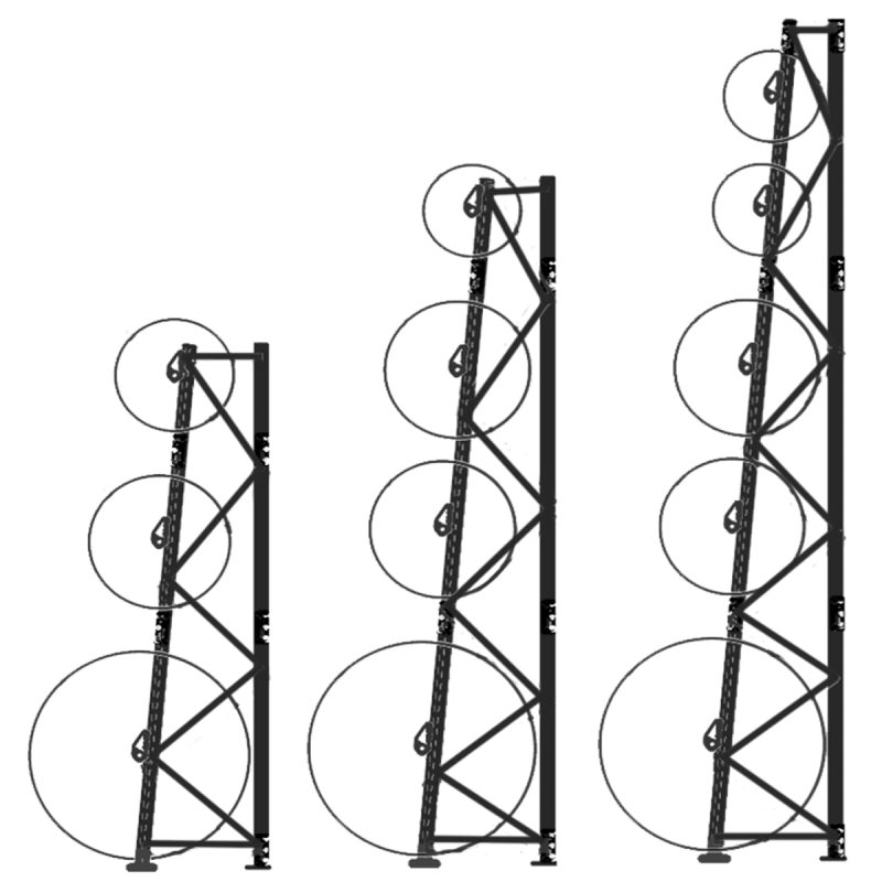 Pack de 3 racks à tourets – Stockage de 9 à 12 bobines – Hauteur 2400 à 4500 mm - Image 3