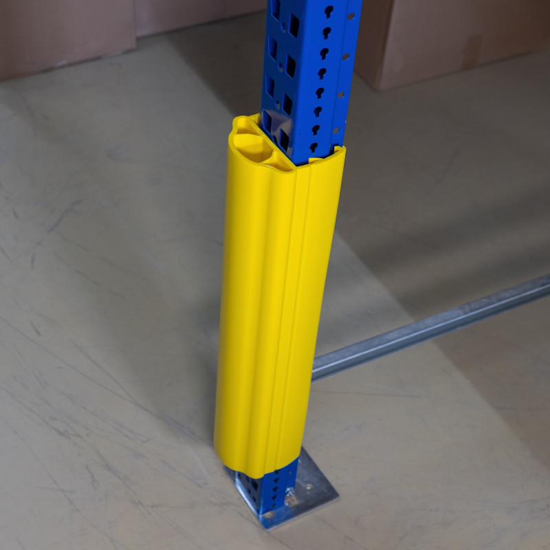 Protection d&rsquo;échelle flexible pour rayonnage – Hauteur 400 ou 600 mm – Largeur montant 75 à 125 mm – Polyéthylène jaune 3