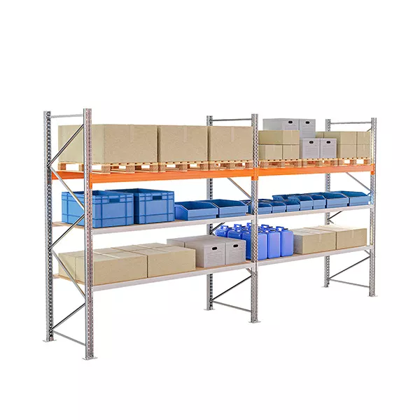 Rack à palettes et picking – 1 niveau palettes et 2 niveaux picking – Hauteur 3000 mm – Charge max 2370 kg par niveau rack 1