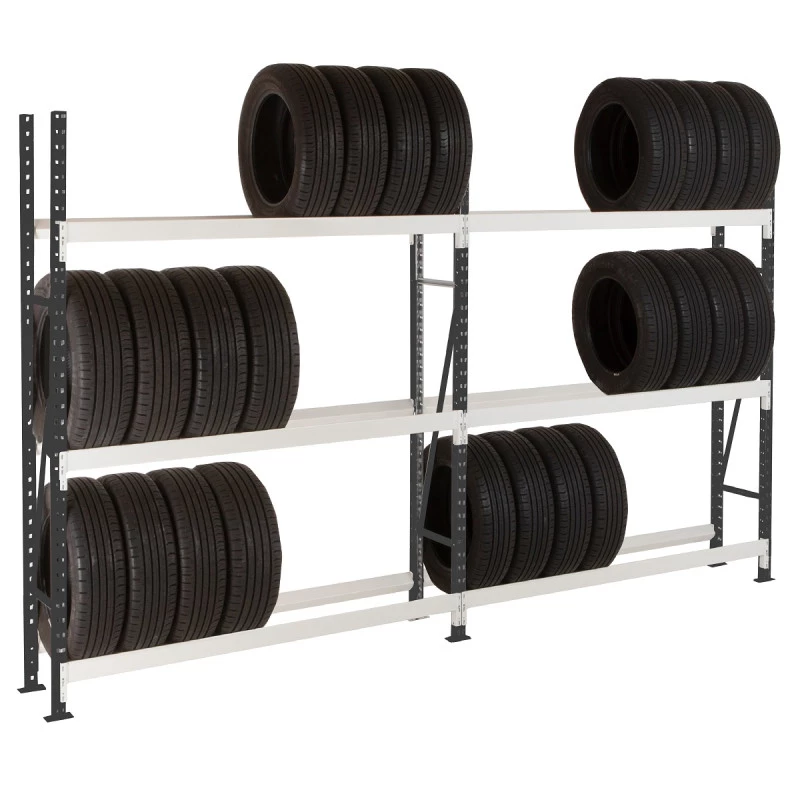Rack à pneus PL – Simple profondeur 500 mm, hauteur 2000 mm, 2 niveaux, charge 4500 kg 1