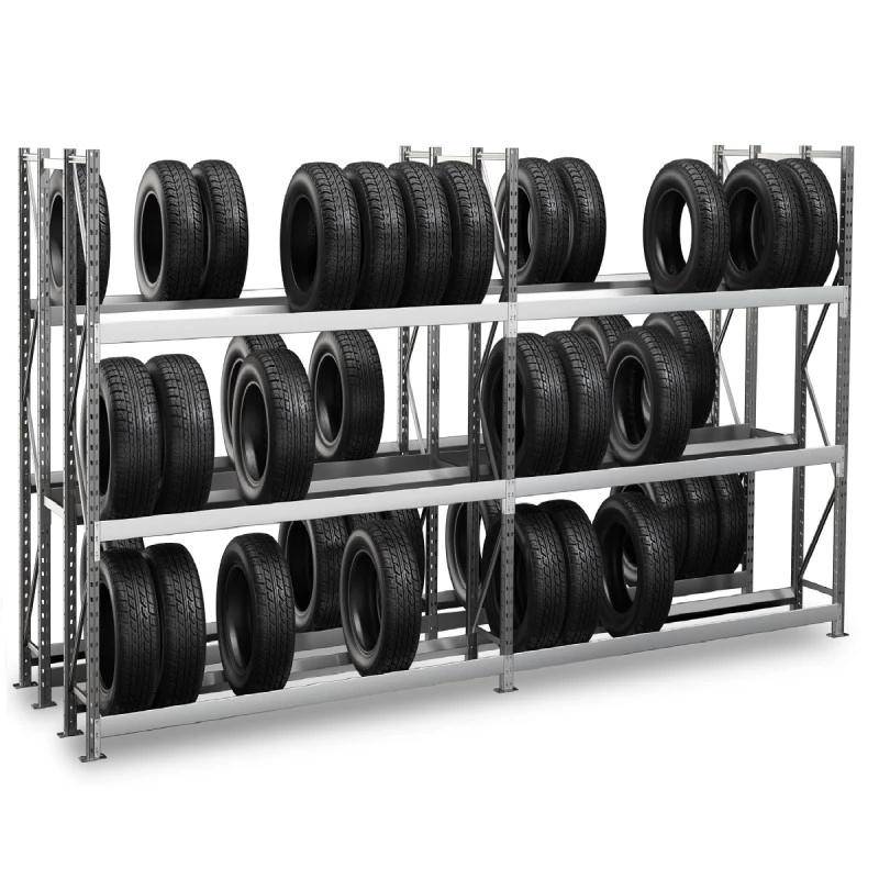 Rack à pneus VL – Double profondeur 2×400 mm – Hauteur 2000 mm – 3 niveaux – Capacité 1800 kg 1