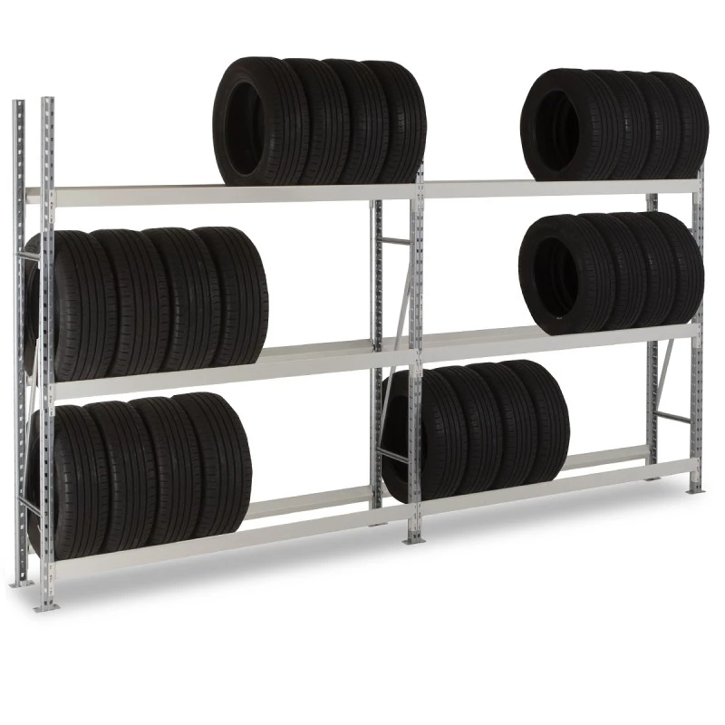 Rack à pneus VL – Simple profondeur 400 mm, 3 niveaux, hauteur 2000 mm, capacité 1800 kg 1