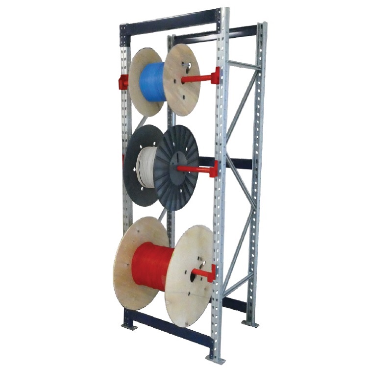 Rack à tourets léger – Stockage de bobines de câbles en acier modulaire – 3 niveaux, charge 80 kg/niveau, largeur max. 580 mm 1