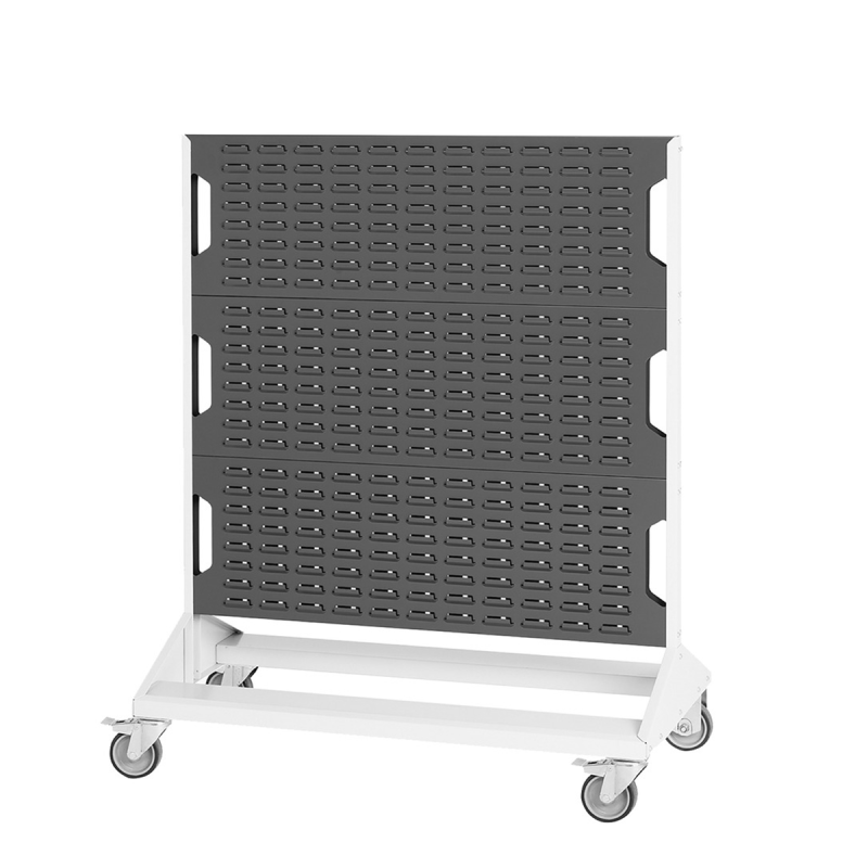 Rack mobile double face avec panneaux à fentes – 1000 x 550 x 1250 mm – avec ou sans bacs à bec - Image 1