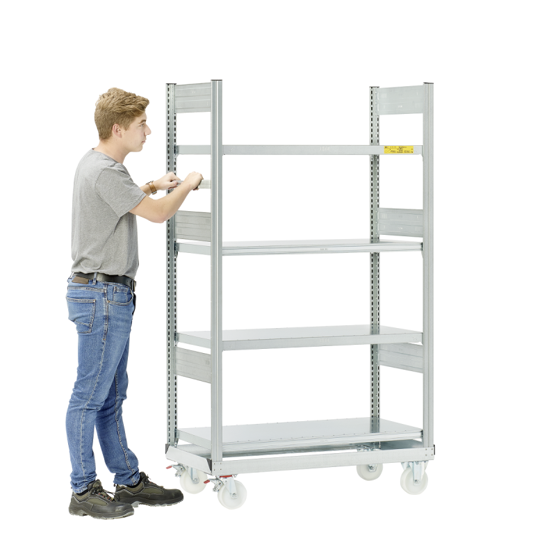 Rayonnage mobile sans bacs – chariot à étagères galvanisé avec roulettes – charge 600 kg 1