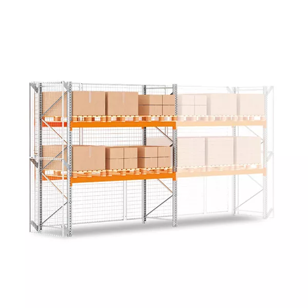 Rack à palettes sécurisé 2 niveaux – Hauteur 3000mm – Longueur 2700mm – Profondeur 1100mm – Capacité 3036kg/niveau – Stockage 9 palettes 1