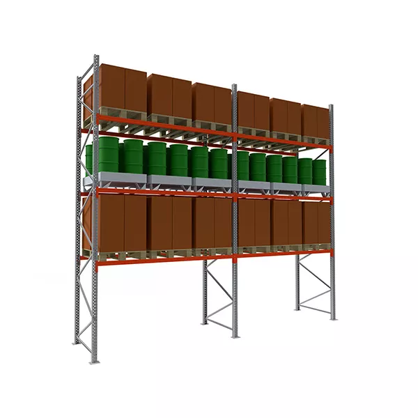 Rack à palette 3 niveaux – Hauteur 4500mm, Longueur 3300mm, Profondeur 1100mm – Stockage 12 palettes, 950kg max par palette 1